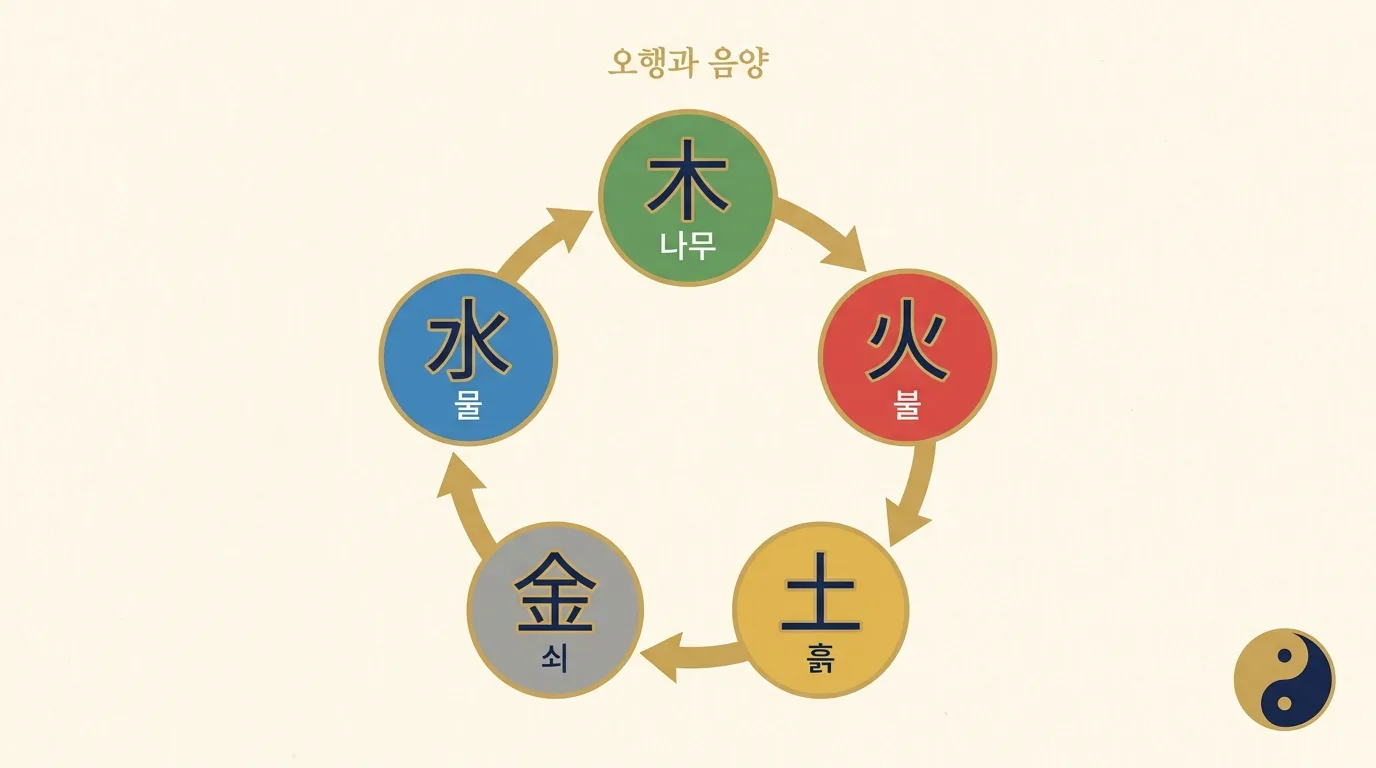 다섯 기운(오행)과 음양의 균형을 나타낸 그림